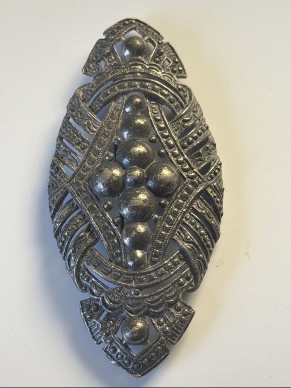 Vintage Art Deco Style Gun Metal Tone Brooch
